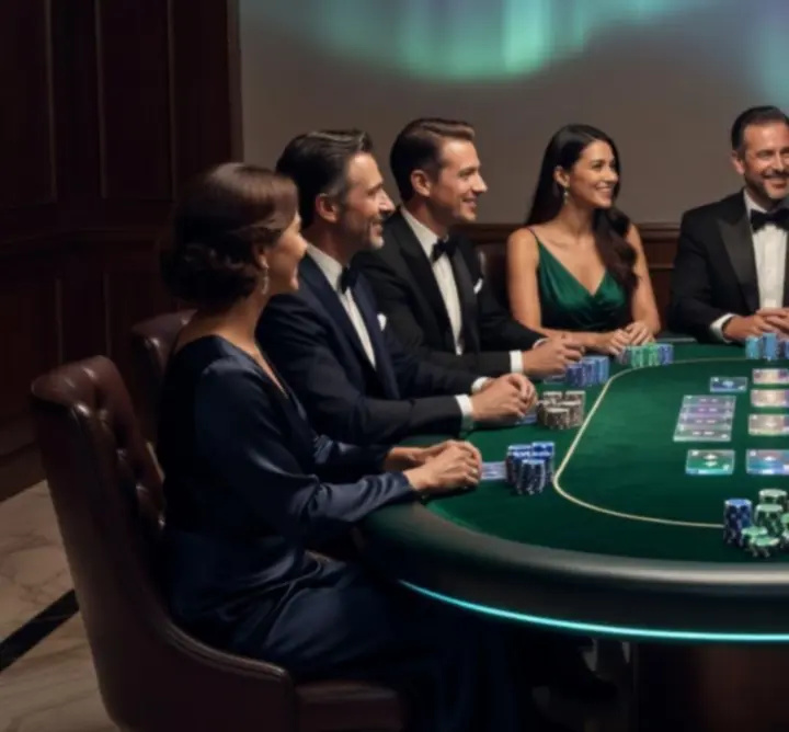 Stół pokerowy przygotowany na prywatny wieczór pokerowy